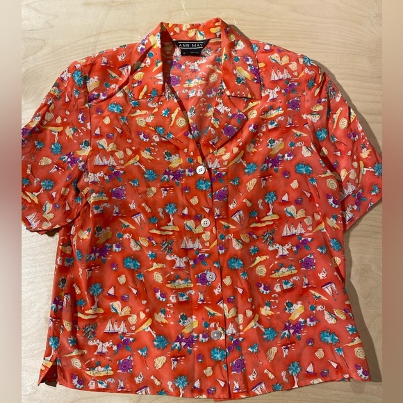 Ann May Tops - Vintage Ann May Silk Button Up Shirt Small (JR)